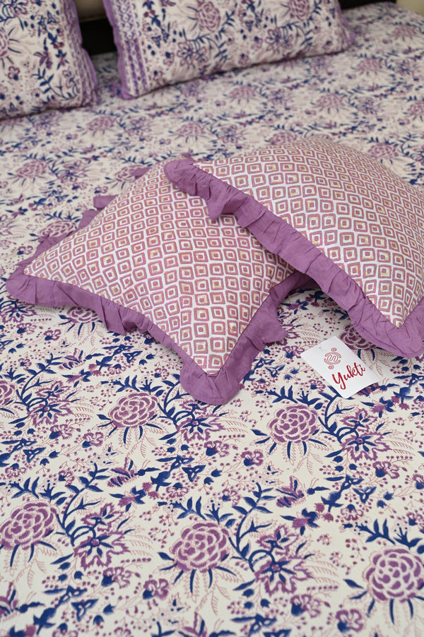 Lavender Lattice Cotton Cushion Cover