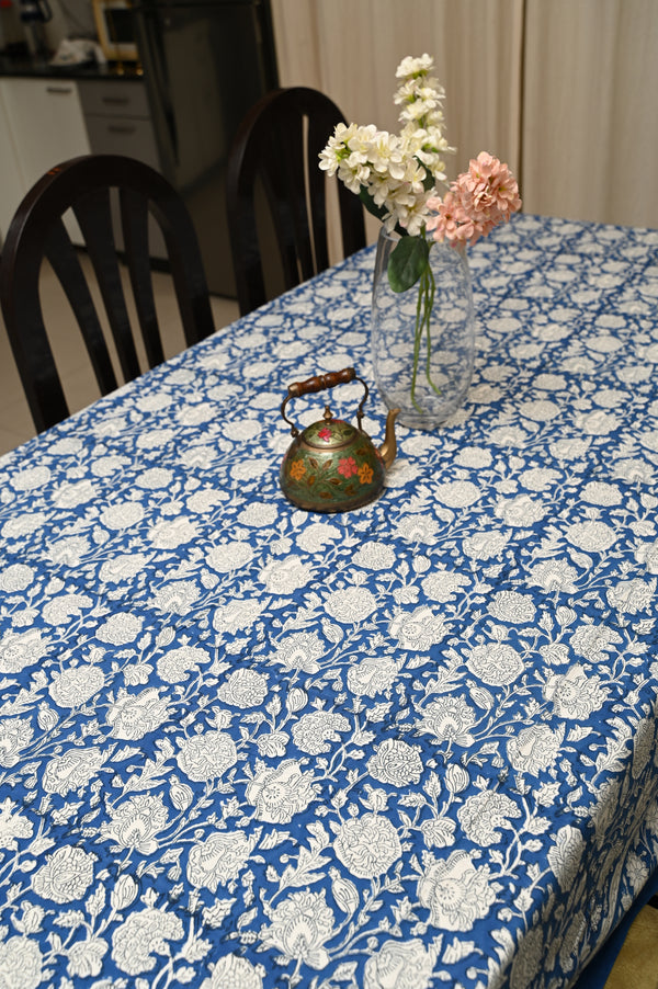 Indigo Floral Cotton Table Cover