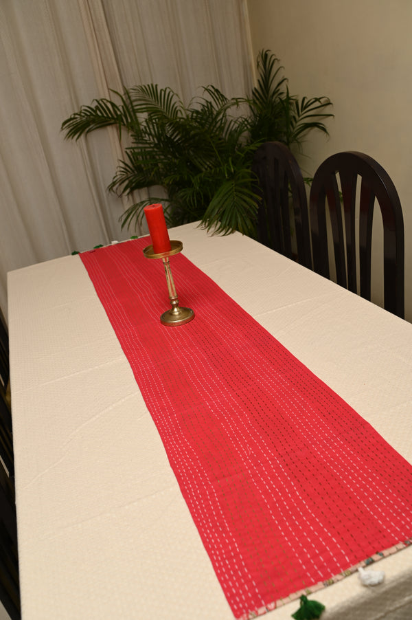 Crimson Quill Canvas Cotton Dining Table Runner