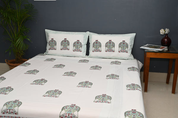 Mandarin Mahal Cotton Bedsheet with 2 Pillow Covers