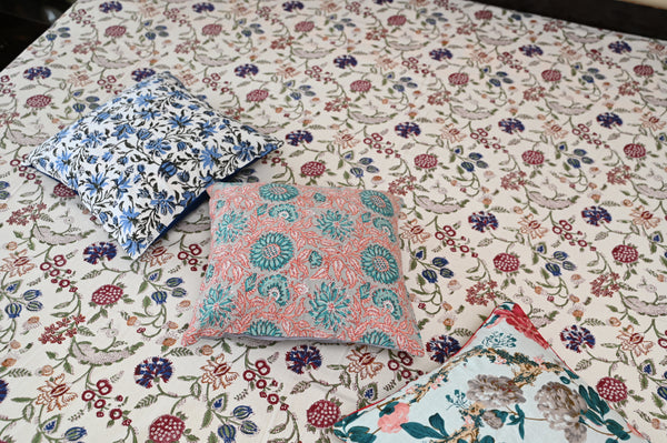 Floral Symphony Cotton Cushion Cover