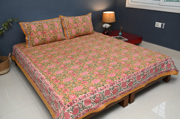 Saffron Sunrise Bedsheet with 2 Pillow Covers