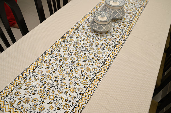 Golden Jasmine Canvas Cotton Dining Table Runner