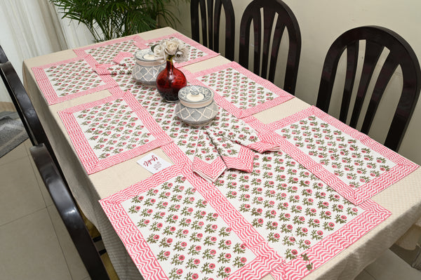 Floral Symphony Table Mats  & Napkins - Set of 6