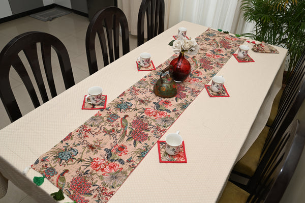 Floral Fantasy Cotton Kantha Work Dining Table Runner