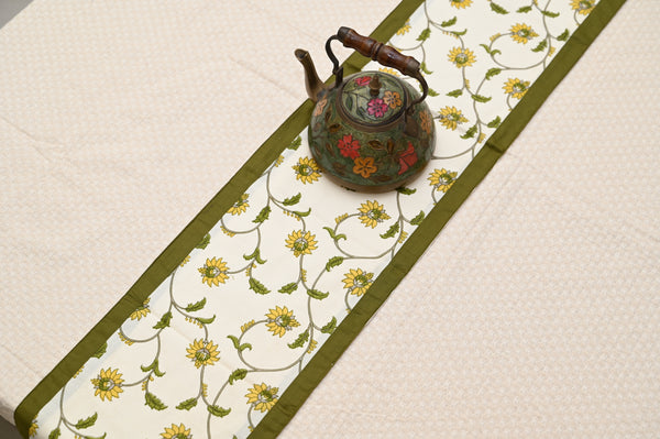 Sunflower Symphony Cotton Dining Table Runner