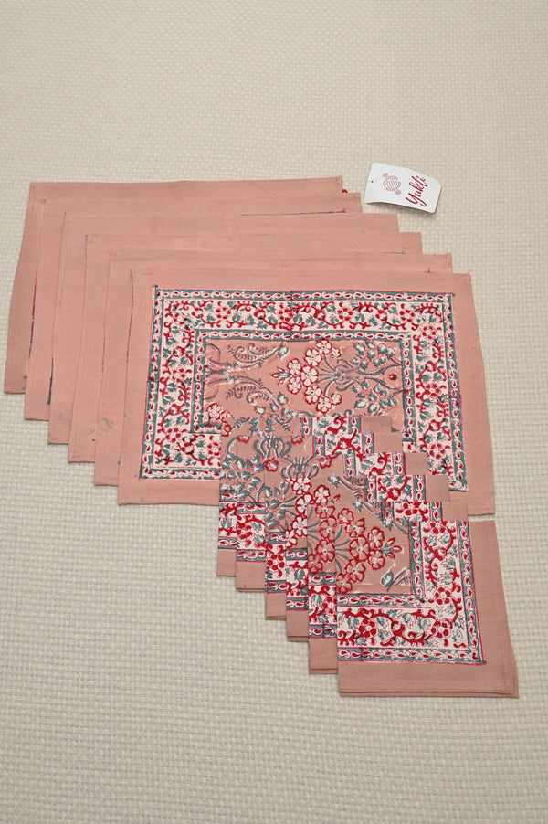 Rosy Romance Table Mats & Napkins - Set of 6