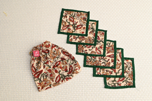 Forest Floral Fabric Coaster Set of 6