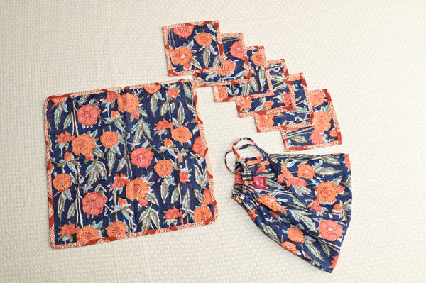 Midnight Bloom Fabric Coaster Set of 6