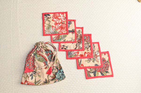 Pushp Kala Fabric Coaster - Set of 6